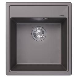 Мойка кухонная ABBER Quarz, 46х51х21,7 см, врезная, кварцевый композит, прямоугольная, цвет серый матовый, без отверстия под смеситель, без крыла, слив-перелив, врезная в столещницу, для кухни