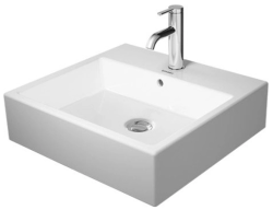 Раковина DURAVIT Vero Air WonderGliss 50х47х16,5 см, подвесная, прямоугольная, санфарфор, цвет белый, 1 отверстие под смеситель, антигрязевое покрытие, слив/перелив