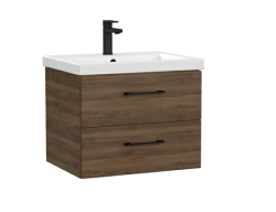 Тумба под раковину Cersanit LARA 60 для COMO 60, подвесная, цвет орех табак, 2 выдвижных ящика, прямоугольная