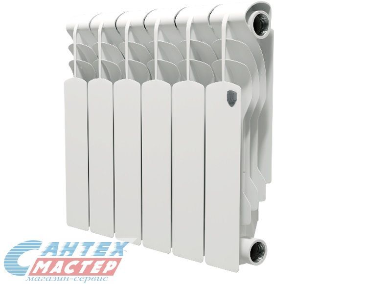 Радиатор отопления Royal Thermo Revolution Bimetal 350 (6 секций) биметаллический, боковое подключение, для квартиры, дома, водяные, мощность 732 Вт, настенный, батарея, белый (Роял Термо)