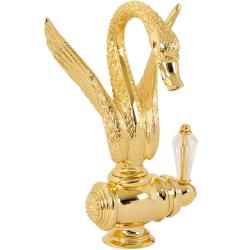 Смеситель для раковины Migliore Luxor, дизайнерский, однорычажный, излив короткий, неповоротный, длина 160 мм, керамический картридж, латунь, цвет золото