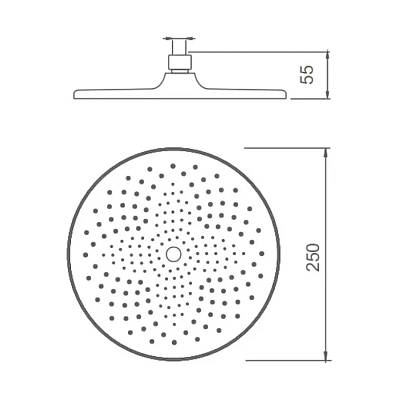Верхний душ Splenka S451.51 круглый, 1 режим, размер 250 мм, пластик, цвет хром, для душа/ванной, на стену/на потолок