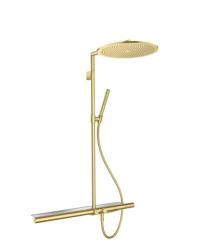 Душевая система Axor ShowerSolutions Showerpipe 800 1jet, высота 104,4 см, цвет: шлифованная медь, комплект: верхний душ/термостат для душа/ручной душ/штанга для душа/держатель для душа, наружного монтажа, настенная, латунная