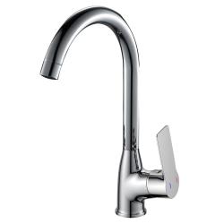 Смеситель для кухни/мойки Rossinka, однорычажный, поворотный, керамический, длина излива 186 мм, латунь, цвет хром