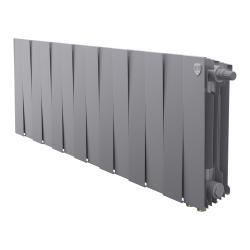 Радиатор отопления Royal Thermo PianoForte 300 Silver Satin VDR80 (14 секций) биметаллический, нижнее, правое подключение, для квартиры, дома, водяные, мощность 1624 Вт, настенный, батарея, серебристый