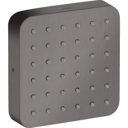 Верхний душ/модуль душа AXOR Citterio E 120/120 softsquare, настенный/потолочный, скрытый монтаж, квадратный, с 1 режимом, размер 12х12 см, металлический, цвет: шлифованный черный хром, верхний/плечевой/боковой душ, для душа/ванной