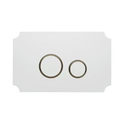 Кнопка смыва KK-POL Aquafiori Vintage прямоугольная, цвет белый матовый/золото, металл, клавиша управления для сливного бачка, инсталляции унитаза, двойная, механическая, панель, универсальная, размер 285х175х3 мм