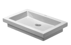 Раковина DURAVIT 2nd Floor WonderGliss, 58x41,5х9 см, встраиваемая снизу, прямоугольная, санфарфор, цвет белый, без отверстия под смеситель, антигрязевое покрытие, без перелива