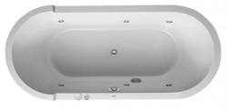Ванна Duravit Starck 180х80 см гидромассажная, встраиваемая, акриловая, цвет: белый, с ножками/сливом-переливом, без фронтальной панели, овальная, с системой гидромассажа Jet-System, с двумя наклонами для спины