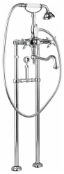 Смеситель для ванны/душа Cezares Nostalgia, напольный, двухвентильный, неповоротный, длина 97 мм, керамический, латунь, цвет хром