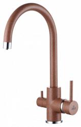 Смеситель для кухни/мойки Paulmark Essen, с подключением к фильтру/биканальный, однорычажный, поворотный излив, керамический картридж, высокий, длина излива 200 мм, латунь, цвет терракот