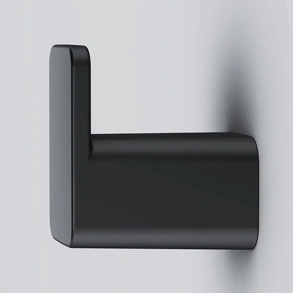 Крючок одинарный AM.PM Func, настенный, форма прямоугольная, металлический, для полотенец в ванную/туалет/душевую кабину, цвет черный