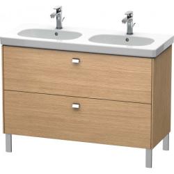 Тумба под раковину Duravit Brioso, 117х46,9х69,3 см, напольная, цвет: дуб европейский/хром, 2 выдвижных ящика, ДСП, прямоугольная, левая/правая, для раковины D-Code, в ванную комнату
