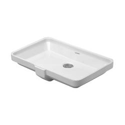 Раковина DURAVIT 2nd Floor, 52,5x35х11,5 см, встраиваемая снизу, прямоугольная, санфарфор, цвет белый, без отверстия под смеситель, слив/перелив