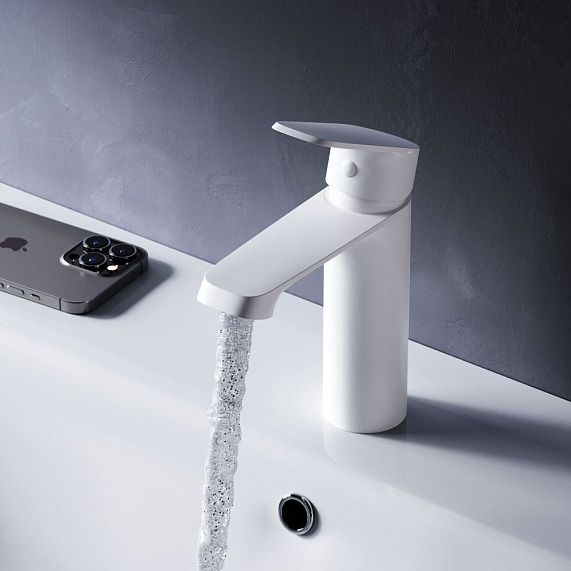 Смеситель для раковины/умывальника AM.PM Func, однорычажный, неповоротный, керамический, длина излива 109 мм, латунь, цвет белый