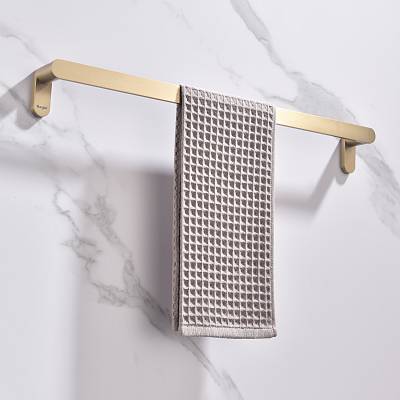 Полотенцедержатель Raglo R300.01.03, одинарный, 600 мм настенный, неповоротный, нержавеющая сталь, для полотенец в ванную/туалет/душевую кабину, цвет сатин золотой