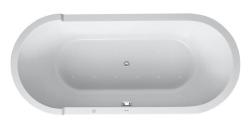 Ванна Duravit Starck 180х80 см гидромассажная, отдельностоящая, акриловая, цвет: белый, с ножками/сливом-переливом, с фронтальной панелью, овальная, с системой гидромассажа Jet-System, с двумя наклонами для спины