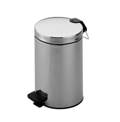 Ведро для мусора Keuco Plan с педалью, с крышкой, 5 л, напольное, металл/пластик, форма круглая, для туалета/ванной/кухни, цвет хром