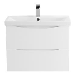 Тумба под раковину BelBagno Marino-Cer 60, 60х45х55 см, подвесная, 2 выкатных ящика, МДФ, цвет: белый матовый, шкафчик навесной, механизм доводчика, прямоугольная