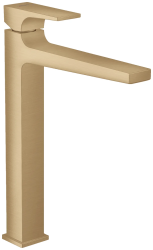 Смеситель для раковины Hansgrohe Metropol 260 однорычажный, фиксированный излив, длина 20,4 см, керамический, латунь, цвет шлифованная бронза, со сливным клапаном Push-Open