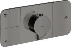 Смеситель для душа Axor One, термостатический, скрытого монтажа, 3 потребителя, настенный, без излива/шланга/лейки, прямоугольный, латунный, цвет полированный черный хром, с термостатом