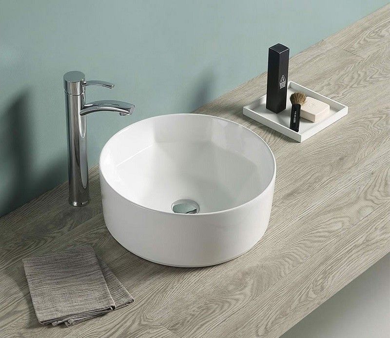 Раковина для ванной CeramaLux 9425 40.5х14,5х40.5 накладная, круглая, керамическая/фарфоровая, цвет белый, без отверстия под смеситель, без слива-перелива