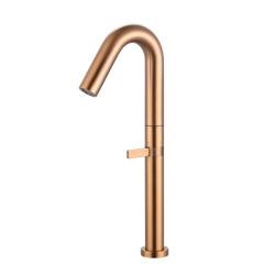 Смеситель для раковины/умывальника Knotlor Elixir, высокий, однорычажный, поворотный, керамический, длина излива 130 мм, нержавеющая сталь, цвет бронза матовый