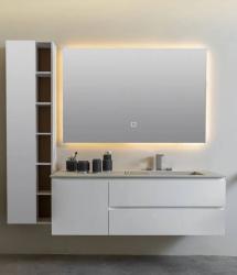 Зеркало АураМира Quattro, 150х60 см, с LED/ЛЕД-подсветкой, прямоугольное, выключатель сенсорный, с диммером, для ванны, навесное/подвесное/настенное