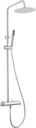 Душевая система настенная Deante ARNIKA, 825-1210 мм, цвет хром, комплект: однорычажный смеситель/тропический душ (с верхней лейкой)/лейка/стойка/шланг, латунь