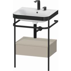 Консоль с раковиной Duravit Happy D.2 Plus c-bonded, 57,5х49х85 см, напольная, металл/ДСП 1 выдвижной ящик, цвет: серо-коричневый шелковисто-матовый /умывальник, прямоугольный, цвет белый, керамика, 2 отверстия под смеситель