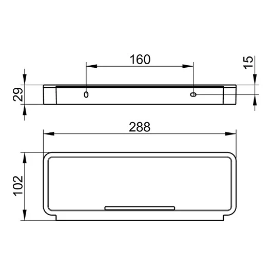 Полка Keuco Plan, одинарная, 288 мм настенная/подвесная, латунь/пластик, прямоугольная, для ванных принадлежностей, в ванную/туалет/душевую кабину, цвет хром/белый