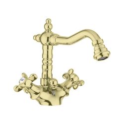 Смеситель для биде Webert Ottocento, для унитаза/биде, двухвентильный, поворотный, длина 158 мм, латунь, цвет золото