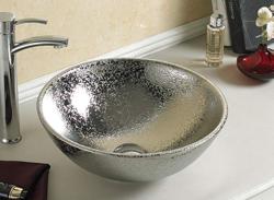 Раковина-чаша для ванной CeramaLux NC 7226SS 41х15х41 накладная, круглая, керамическая/фарфоровая, цвет серебро, без отверстия под смеситель, без слива-перелива