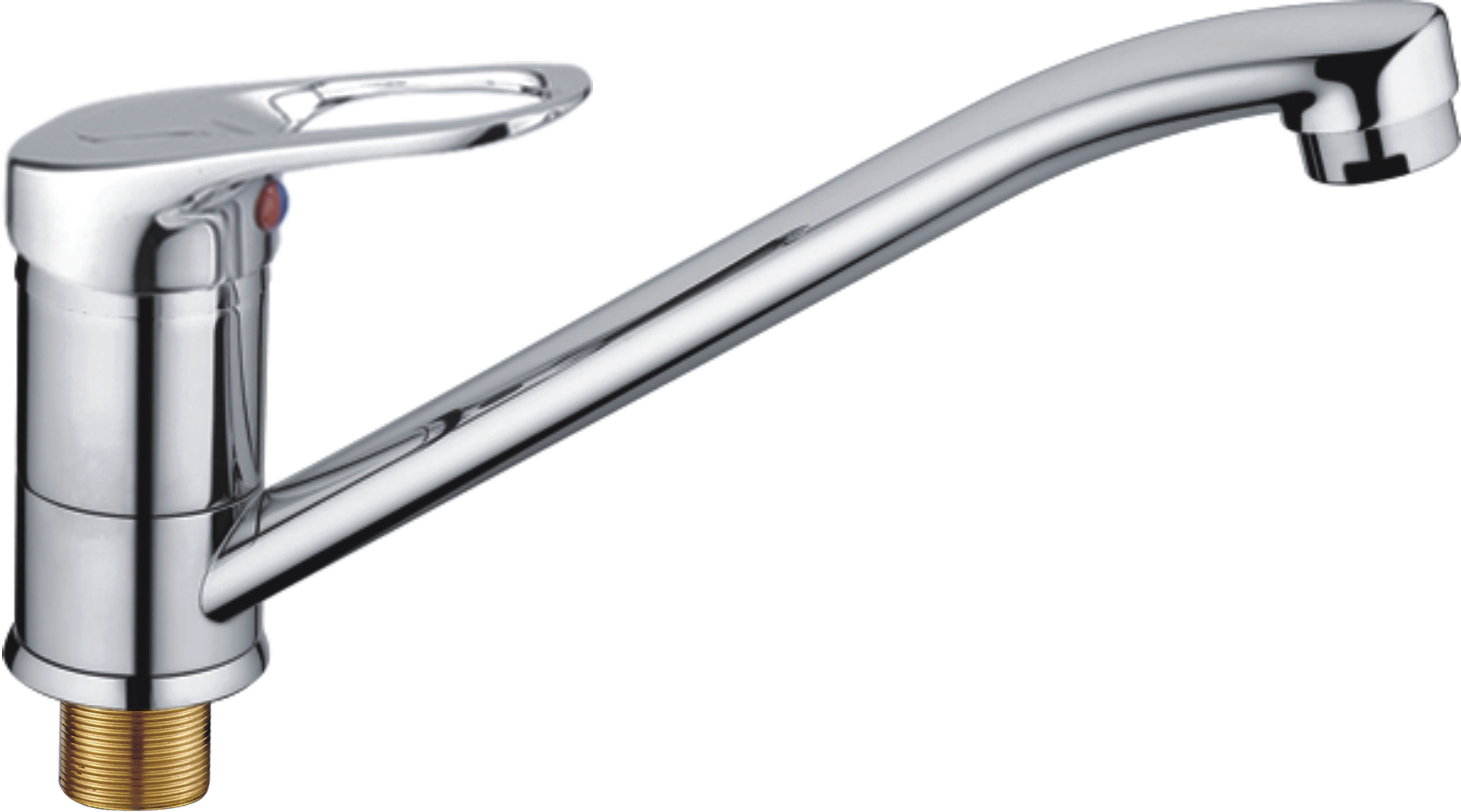 Смеситель для кухни/мойки HAIBA однозахватный, поворотный, латунный, с длинным изливом, длина 217 мм, латунь, цвет хром