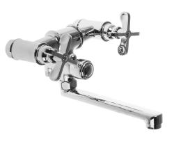 Смеситель для ванны/душа Accoona, настенный, двухвентильный, поворотный, керамический, длина излива 259 мм, латунь, цвет хром
