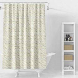 Шторка Splenka S381.1808 для ванной комнаты, полиэстер, 180x180 см, цвет желтый/белый (узор), с водоотталкивающим и антибактериальным покрытием