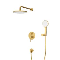 Душевая система Cezares Relax встраиваемая, цвет брашированное золото, комплект: однорычажный, смеситель/тропический душ (с верхней лейкой)/лейка/шланг, встраиваемый (скрытый) монтаж
