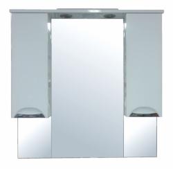 Зеркальный шкаф Loranto Стиль 100, 100х102,5 см, подвесной, цвет белый, зеркало с подсветкой LED/ЛЭД, с 2 распашными дверцами, прямоугольный, правый/левый, правосторонний/левосторонний