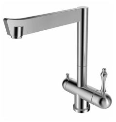Смеситель для кухни/мойки ZorG Inox, под фильтр, однорычажный, поворотный, керамический картридж, длина излива 211 мм, сталь, цвет хром