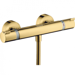 Смеситель для душа Hansgrohe Ecostat Comfort ВМ, PGO, термостатический, наружного монтажа, керамический, настенный, без излива/шланга/лейки, латунь, цвет полированное золото