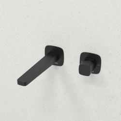 Смеситель для раковины/умывальника WasserKRAFT Nuthe, встраиваемый, однорычажный, неповоротный, керамический, длина излива 232 мм, латунь, цвет черный матовый