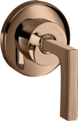 Вентиль Axor Citterio запорный, с рычаговой рукояткой, скрытого монтажа, настенный, круглый, латунь, цвет: полированное красное золото, встраеваемый/встроенный, для ванны/душа