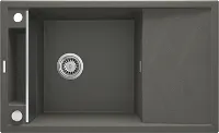 Мойка кухонная Deante Magnetic, 82х50 см, врезная, гранит, прямоугольная, цвет металлический антрацит, с отверстием под смеситель, с крылом, оборачиваемая, слив-перелив, врезная в столещницу