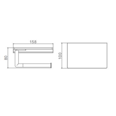 Держатель для туалетной бумаги Raglo R320.03.09 без крышки, с полочкой для телефона, цвет графит, настенный, латунь, форма прямоугольная, для туалета/ванной