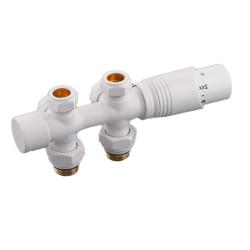 Узел нижнего подключения Delta DUO универсальный с термоголовкой М30х1,5 RAL 9016 (Белый) 3015126