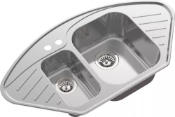 Мойка Oulin 96,7х51,8 см, врезная, двойная/две чаши, угловая, из нержавеющей стали, ассиметричная, с отверстием под смеситель, слив-перелив, с крылом, для кухни Мойка Oulin 96,7х51,8 см, врезная, двойная/две чаши, угловая, из нержавеющей стали, ассиметричная, с отверстием под смеситель, слив-перелив, с крылом, для кухни