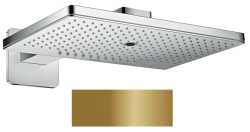 Верхний душ AXOR ShowerSolutions 460/300 3jet, с держателем, с розеткой, настенный монтаж, прямоугольный, с 3 режимами, размер 46,6х30 см, металлический, цвет: полированная бронза, для душа/ванной