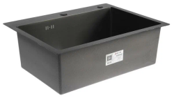 Мойка кухонная Aflorn Premium, 60х45 см, врезная, нержавеющая сталь, прямоугольная, цвет: графит, с отверстием под смеситель, слив-перелив, без крыла