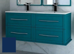 Тумба под раковину Cezares Tiffany 120, 120х46х55 см, подвесная, 4 выдвижных ящика, МДФ, цвет: синий, шкафчик навесной, механизм доводчика, прямоугольная