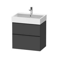 Тумба под раковину Duravit D-Neo, 61х37,2х62,5 см, подвесная, 2 выдвижных ящика, ДСП, цвет: графит матовый, шкафчик навесной, прямоугольная, правая/левая, в ванную комнату